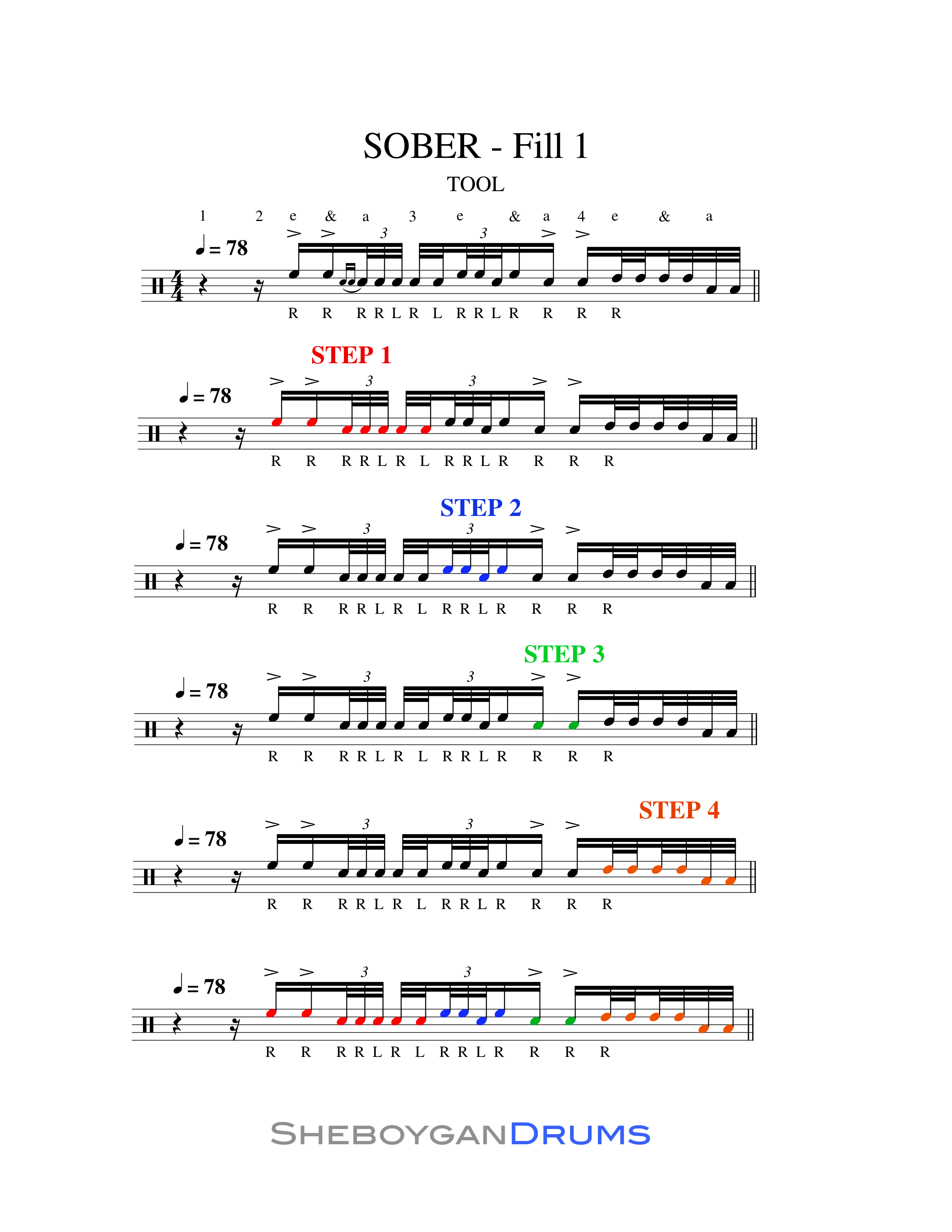Sheet Music for TOOL Sober Opening Drum Fill